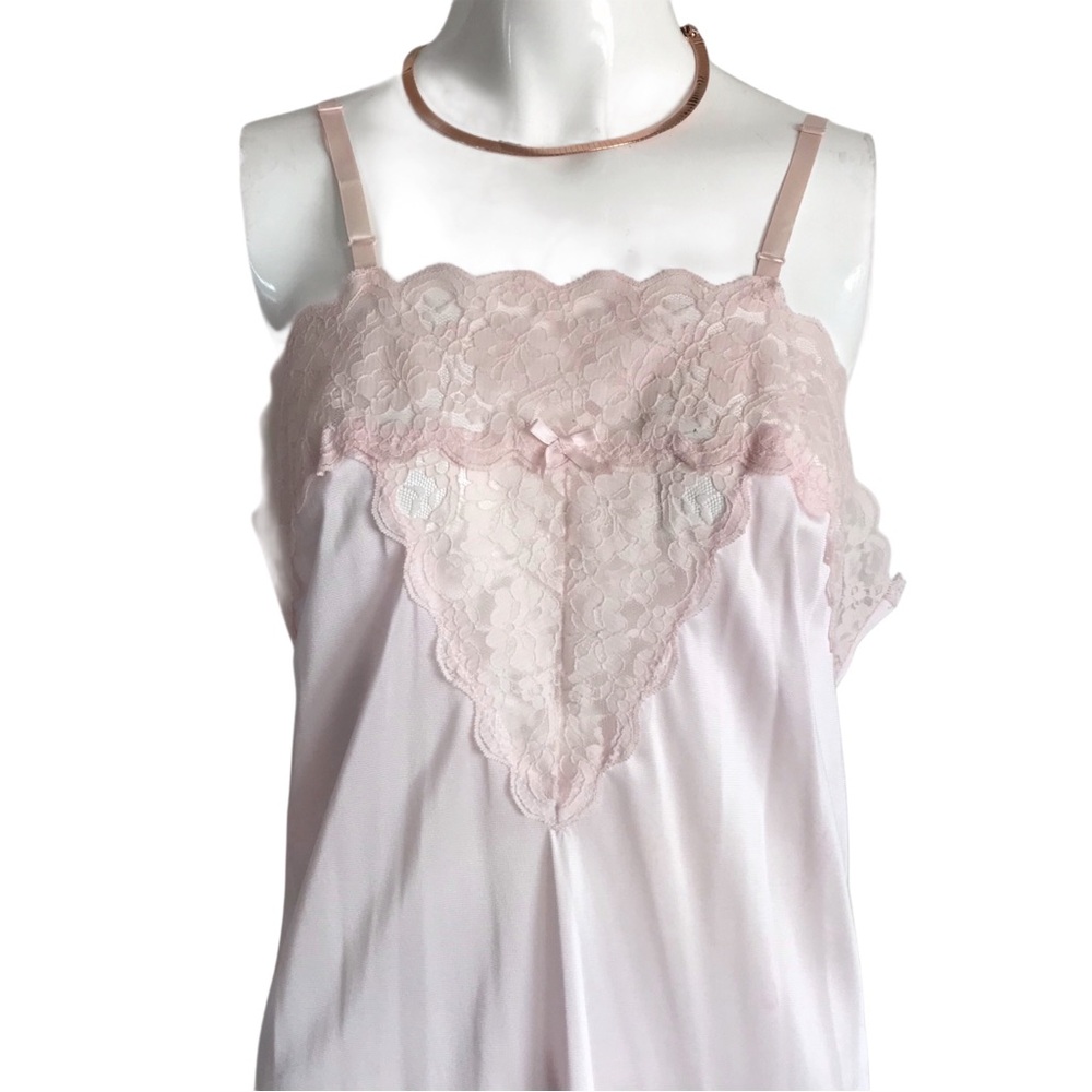 Vintage JCpenny pink slip dress sz 38 100% nylon lace  grannycore coquette sexy - Picture 4 of 6